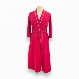 Vanity Fair Velour Raspberry Robe Size Small Vintage Bath Robe House Coat Womens